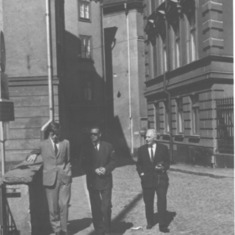 Julian, Soviet government translator, and Soviet Academician NN Dubinen. Stockholm, 1968.