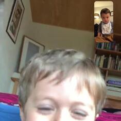 Julian on FaceTime with Theo