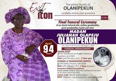 Mrs Julianah Olapeju Olanipekun