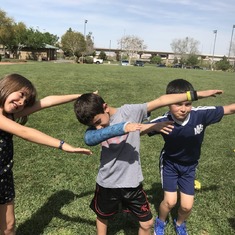 The kids dabbing in Julie's honor as she went through treatment!