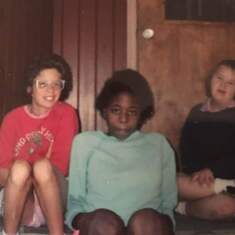 Julie with her friends Sabrina and Laurie at school in Beaver Run. From Ginny