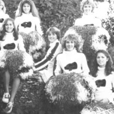 Cedar Falls High School varsity football cheerleaders. Class of 1981. Julie is in the upper right hand corner.