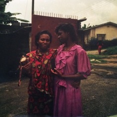 Princess with a friend in Port Harcourt. 1992/93