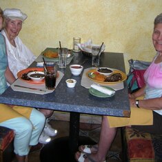 Jen, June and Lois Vandenburg at lunch at Los Pepes, June's favorite restaurant in Palm Desert - May 2014