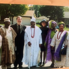 Dad and Mum with King Tejuosho and his Queens when baby daughter Lola got married in Wisconsin.