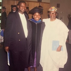 Daddy with son-in-love Philips at daughter, Mobola's PhD graduation ceremony in Pennsylvania