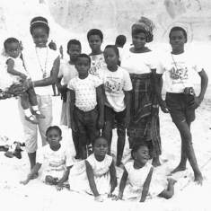 Aunty J with Okwudiafor family-Bar Beach, Lagos, 1960s
