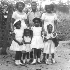 Aunty J with Amaechi, John, Maggie, Angela, Rose & Buchii-60s