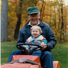 Kamm with Dad Lewis on tractor 1987 best