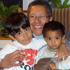 With grandkids Pablo and Chaly in 2011