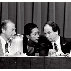 Karabelle advising U.S. Senator Paul Wellstone at a 1994 Child Welfare League of America event.