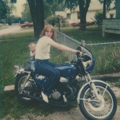 Karen & Nikki on Jeff's motorcycle.