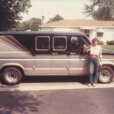 Karen with her and Jeff's van