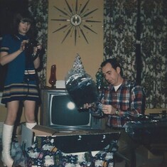 Karen & Dad - Christmas at Larry's house.