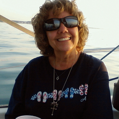 Karen Happy on Sailboat
