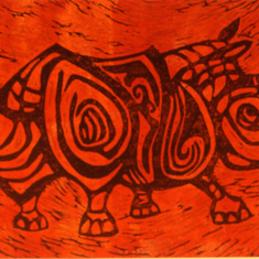 Rhino Linoleum Print - Karen's CVS Art Portfolio