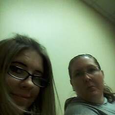 Rebecca and Karen waiting for Rebecca's chemo infusion first time
