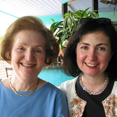Karen and her mom at lunch in Sarasota