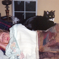 Karen and her cranky old cat, Lois.