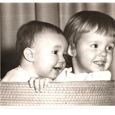 1962 Christmas - two babes in a basket!