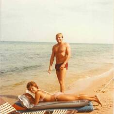 Mom and dad on Lake Michigan 1983.