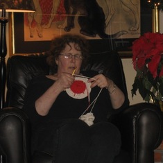 Karen crafting on Christmas day 2008