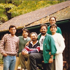 At Khush retreat in the 1980s with Chris Paul, Nelson Carvalho, Mohamed, Deep Khosla and Al-Karim Wi