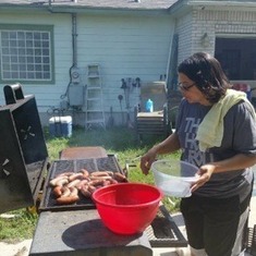 Mama taking over the grilling on Father's Day