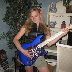 Jammin out on the guitar
