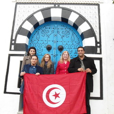 2012-12-17 Kate and Tunisia staff in Sidi Bou Said