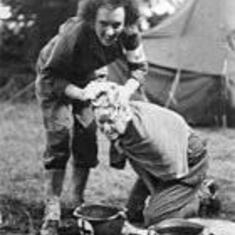 Fellow combat nurse Laura Ball washes Kate Nolan's hair at a field hospital in France in September 1