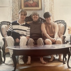 Sitting on the Stanton Hall Meeks loveseat - c. 1984