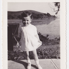 Kathie as a toddler on De Silva Island, Marin County