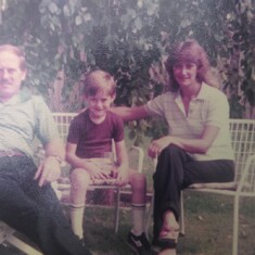 In the garden; my dad, me and Auntie Kath