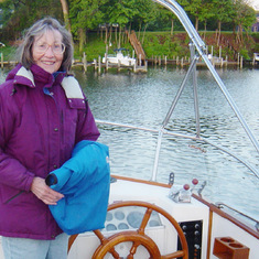 Mom on her boat in Colonial Beach