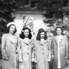 Kathie (all the way to the right) with her sisters Joan, Bobbie, and Connie in 1948