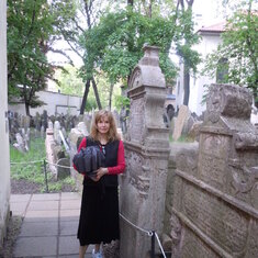Kathleen at Jewish cemetery in Prague, 2013