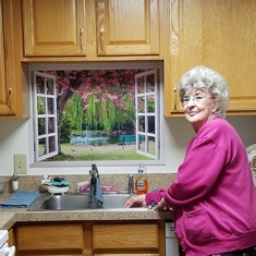 Mom so happy with her kitchen picture
