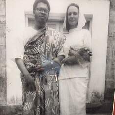 Oscar and Kathryn on their wedding day: Cape Coast, Ghana on March 10, 1973