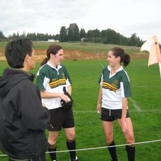 Kathy coaching University of San Francisco women’s rugby club at UC Santa Cruz in 2009.