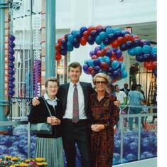 Katie, Geoff, and Sara at the grand opening of the extension to Sevenoaks Shopping Centre circa 1991 - all looking younger!