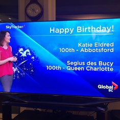 Happy 100th birthday from Global TV