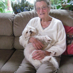 With Patitas, her last rescue dog