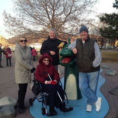 With Ogopogo, the lake monster, and her offspring