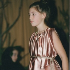 Kathleen as Hermia in her fifth-grade production of A Midsummer Night's Dream.