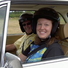 Kat with one of her driving instructors.