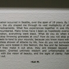 Note that accompanied the picture of Kat w/ city & space needle in background.