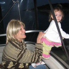 Grammy and Mylie on the boat at Lake Texhoma