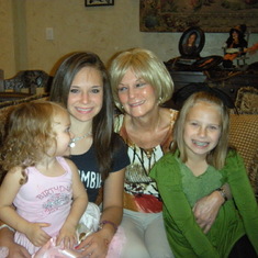 Grammy, Megan, Madison and Mylie.  I've always loved this picture because Mylie and Mom are both looking at each other.  So sweet!