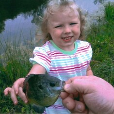 This is Kaylee Grace with a fish she caught at Kimsey Lake.Kaylee Grace loved to go fishing and hunting with her daddy.No question, she was a daddy's girl.Kaylee Grace loved being with her daddy and enjoyed life.We love you and miss you Kaylee Grace.